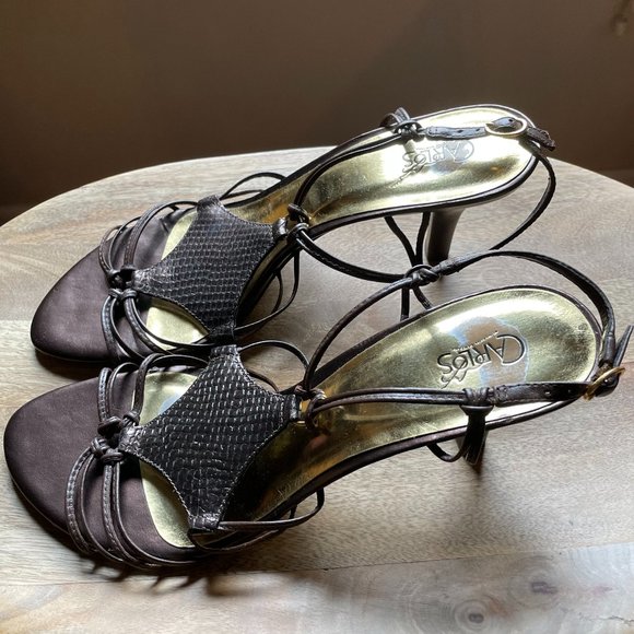 Brown Carlos Santana Kitten Heels, Size 10 - Picture 1 of 5
